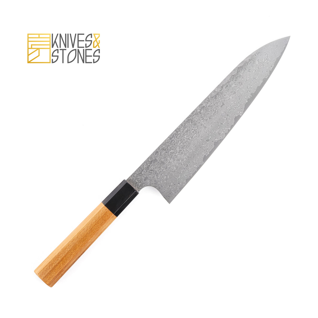 Hatsukokoro Ginsan 大馬士革 Tsuchime Gyuto 210/240mm 帶柚木手柄,由 Yoshihiro Yauji 設計