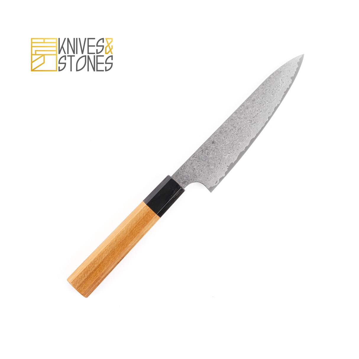 Hatsukokoro Ginsan Damascus Tsuchime Petty 150mm 柚木柄,由 Yoshihiro Yauji 設計