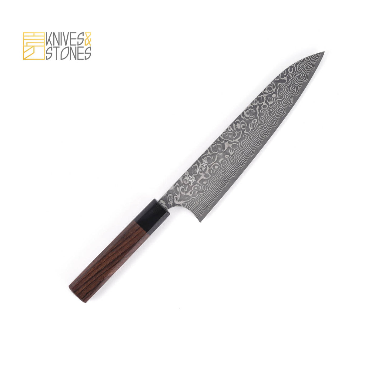Yoshimi Kato SG2 Etched Black Damascus Gyuto 210 mm with Rosewood Octagonal Handle