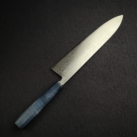 加茂詞朗 墨流 SG2 大馬士革 牛刀 240mm，穩定化捲曲楓木刀柄