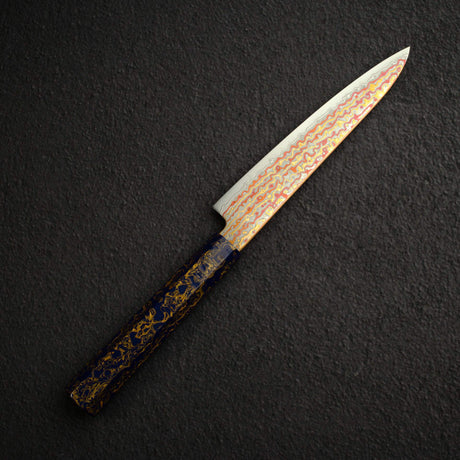 初心 孔雀 V-Toku-2 小刀 150mm 彩虹 大馬士革 紫色