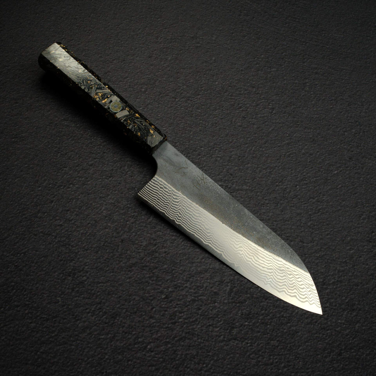 初心 x 二唐 銀三鋼 黑打 大馬士革 三德刀 170mm 碳纖維手柄