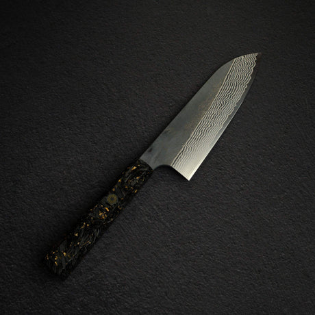 初心 銀三鋼 黑打 大馬士革 三德刀 170mm 碳纖維手柄