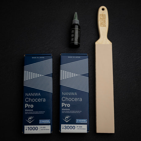 Naniwa Professional 1K / 3K 日本砥石搭配皮革拋光皮套裝