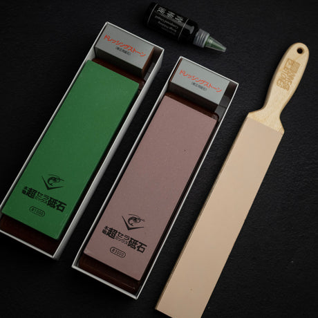 Naniwa Chosera 1K / 3K Whetstones  with Leather Strop Bundle