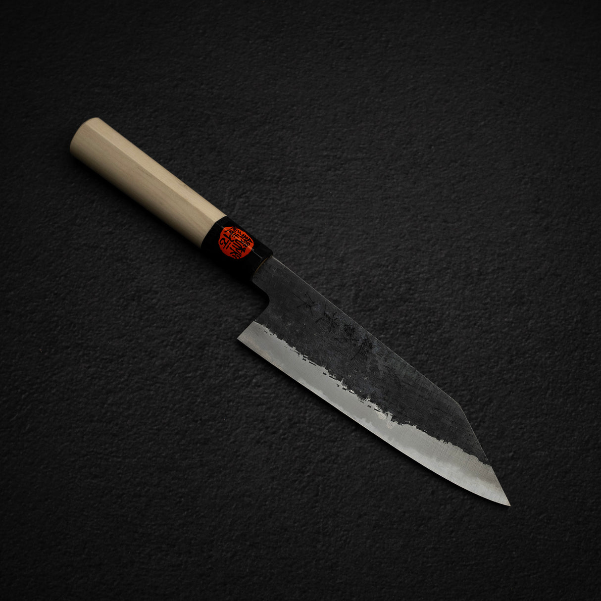 田中 Blue 2 黑打槌目不鏽鋼夾鐵 文化刀 165mm 朴木柄