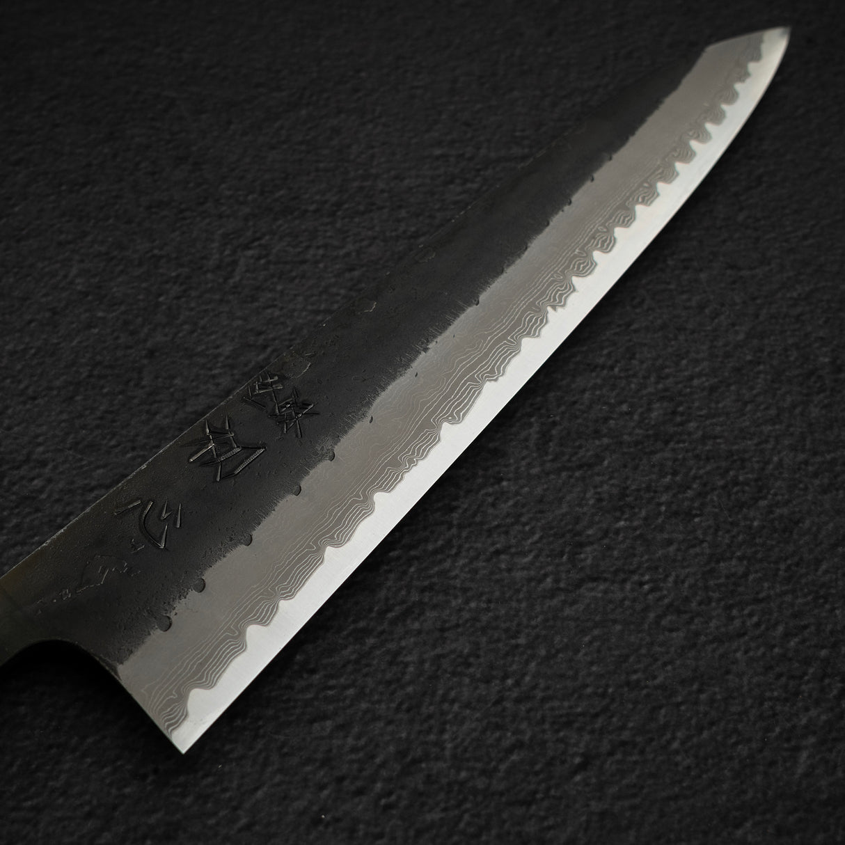 初心 蜃氣樓 超級青鋼 / 青紙超級鋼 牛刀 240mm 大馬士革 黑打 鹿角 柄