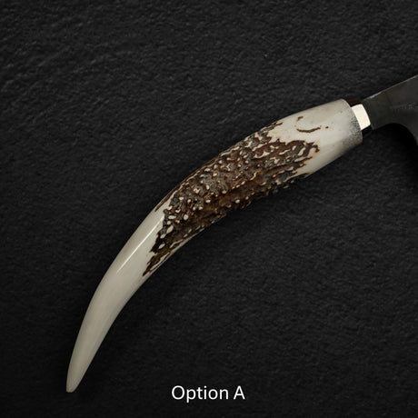 初心 Shinkiro 青紙 Super 牛刀 240mm 大馬士革黑打 鹿角柄