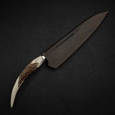 初心 Shinkiro 青紙 Super 牛刀 240mm 大馬士革黑打 鹿角柄