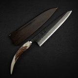 初心 蜃氣樓 超級青鋼 / 青紙超級鋼 牛刀 240mm 大馬士革 黑打 鹿角 柄