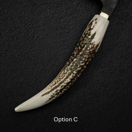 初心 Shinkiro 青紙 Super 牛刀 240mm 大馬士革黑打 鹿角柄