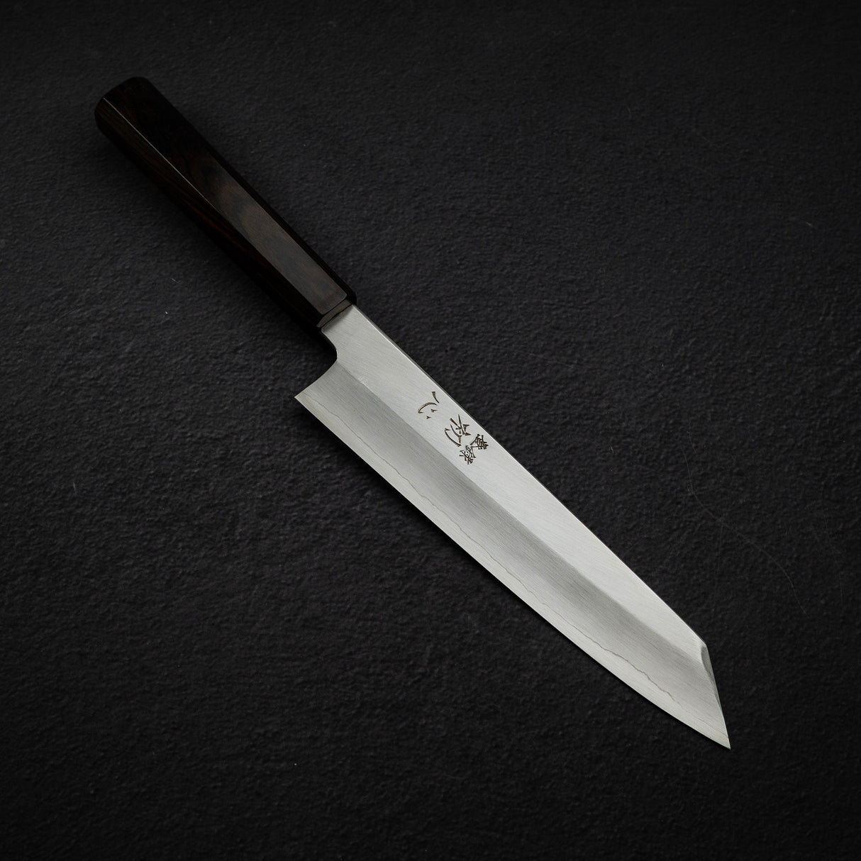 中川 銀三鋼 寬刃 霞 切付 牛刀 210mm 黑檀木柄