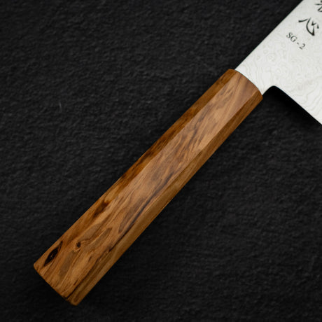 Hatsukokoro Ryuhyo SG2 Damascus Santoku 180mm Olivewood Handle