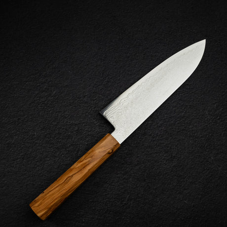 Hatsukokoro Ryuhyo SG2 Damascus Santoku 180mm Olivewood Handle