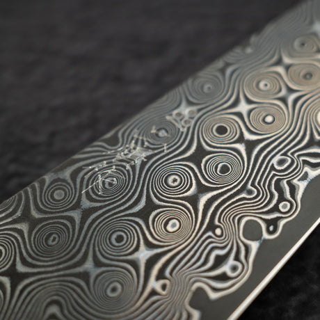 二唐 暗紋 SG2鋼 / SG2粉末高速鋼 雨滴紋 大馬士革 小刀 / 蔬果刀 120mm 樺木 柄