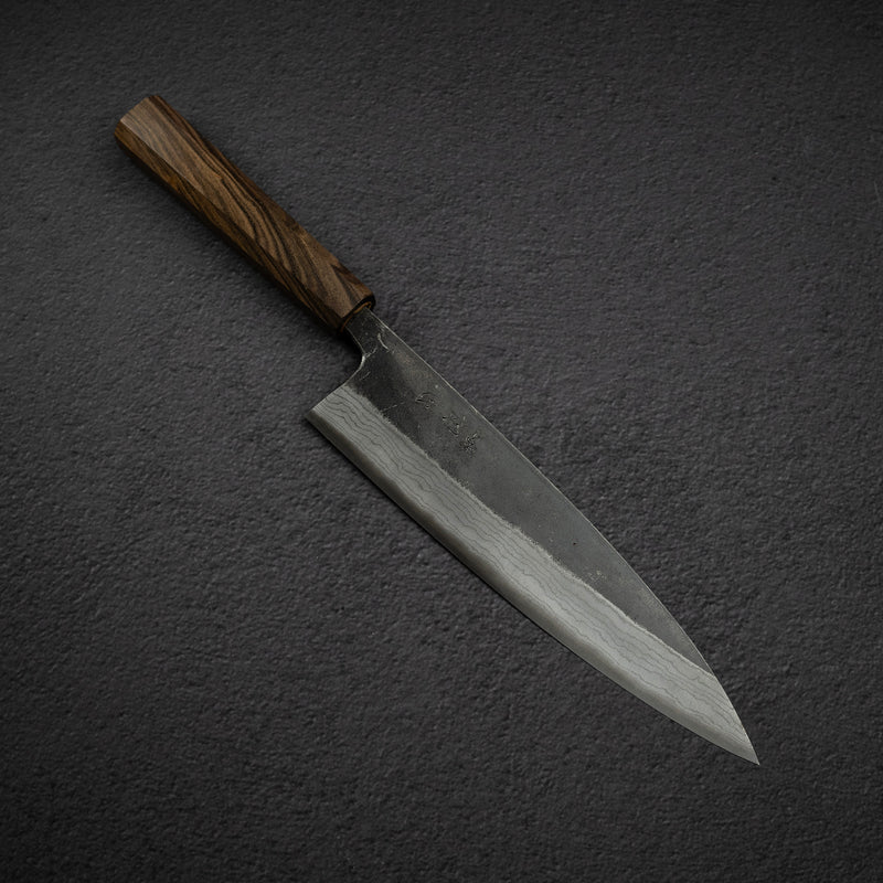 Hatsukokoro Kumokage Blue 2 Kurouchi Damascus Gyuto 210mm Black Chacate Handle