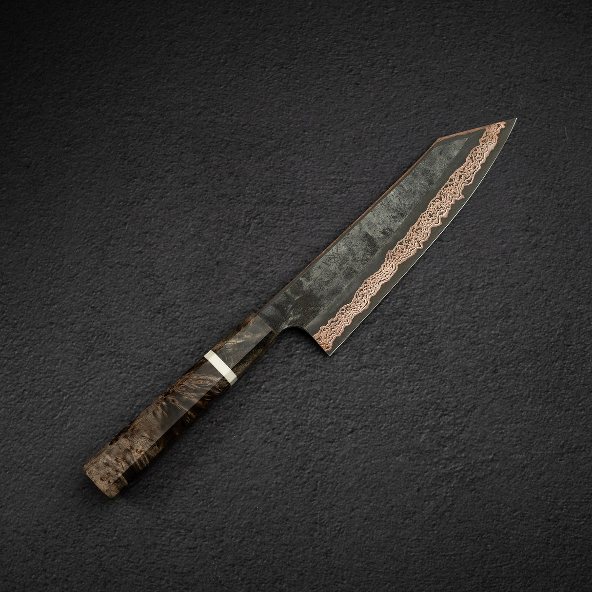 初心 x 二唐 Yorokobi SLD鋼 銅 大馬士革 切付 牛刀 210mm 樺木 柄
