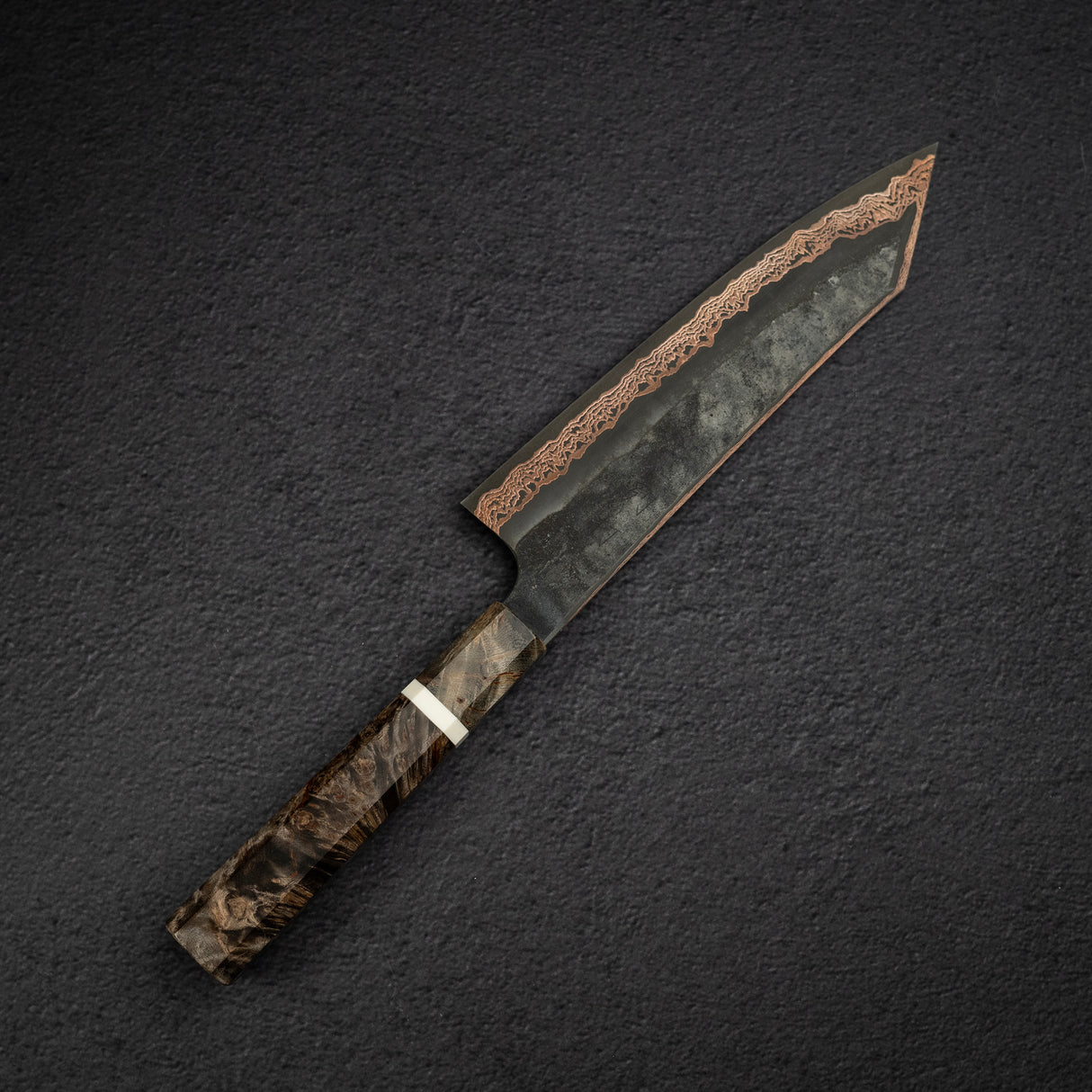 初心 x 二唐 Yorokobi SLD鋼 銅 大馬士革 切付 牛刀 210mm 樺木 柄