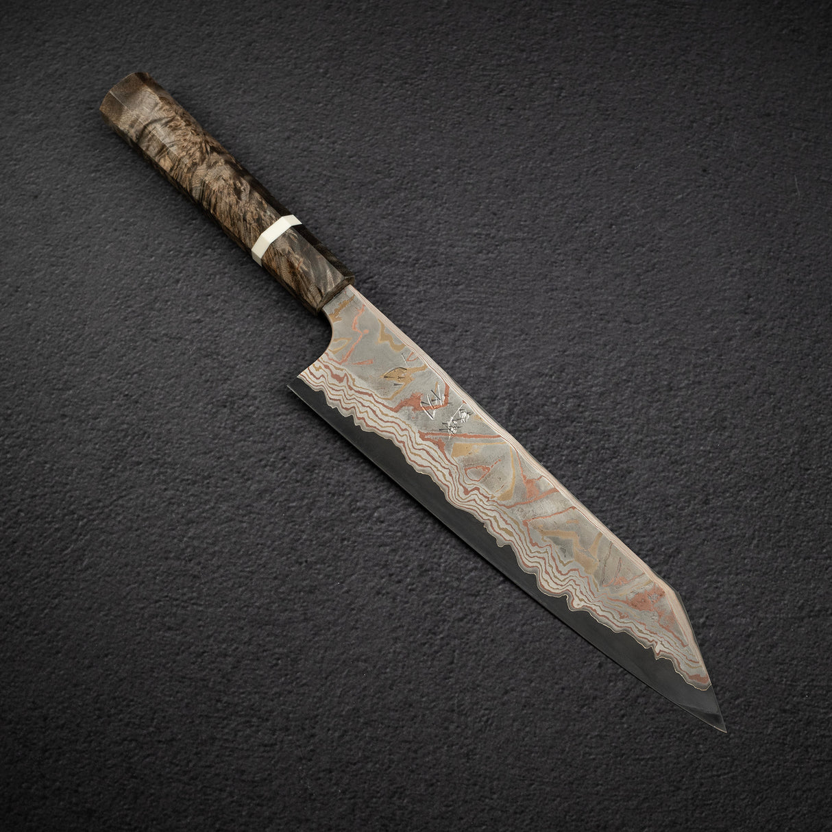 Hatsukokoro x Nigara Irodori Blue 2 Rainbow Damascus K-tip Gyuto 240mm