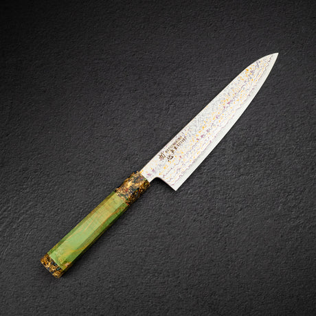 初心 孔雀 V-Toku-2 牛刀 210mm 彩虹 大馬士革 處理 綠