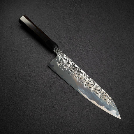 貴輔 x 新國 ATS34 牛刀 鎚目 鏡面 霞 240mm w 刀套