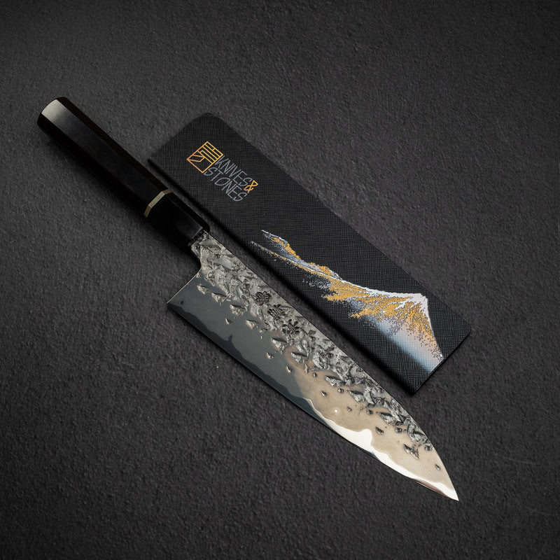 貴輔 x 新國 ATS34 牛刀 鎚目 鏡面 霞 210mm w 刀套