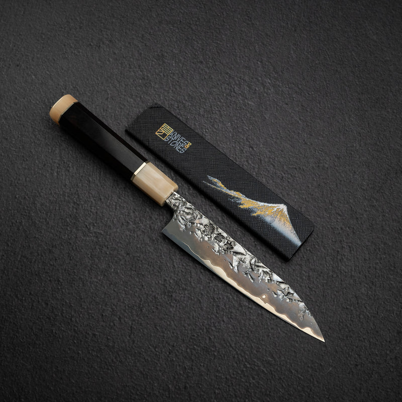 貴輔 x 新國 ATS34 小刀 / 蔬果刀 鎚目 鏡面 霞 處理 150mm w 刀套