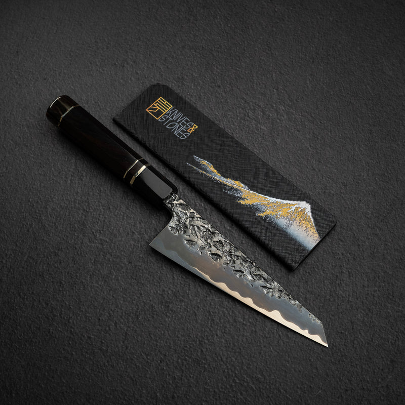 貴輔 x 新國 ATS34 骨透 鎚目 鏡面 霞 處理 150mm w 刀套