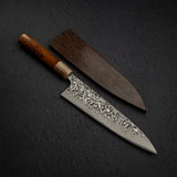 Takeshi Saji SG2 Kurozome Damascus Gyuto 210mm Ironwood Handle Wenge Saya