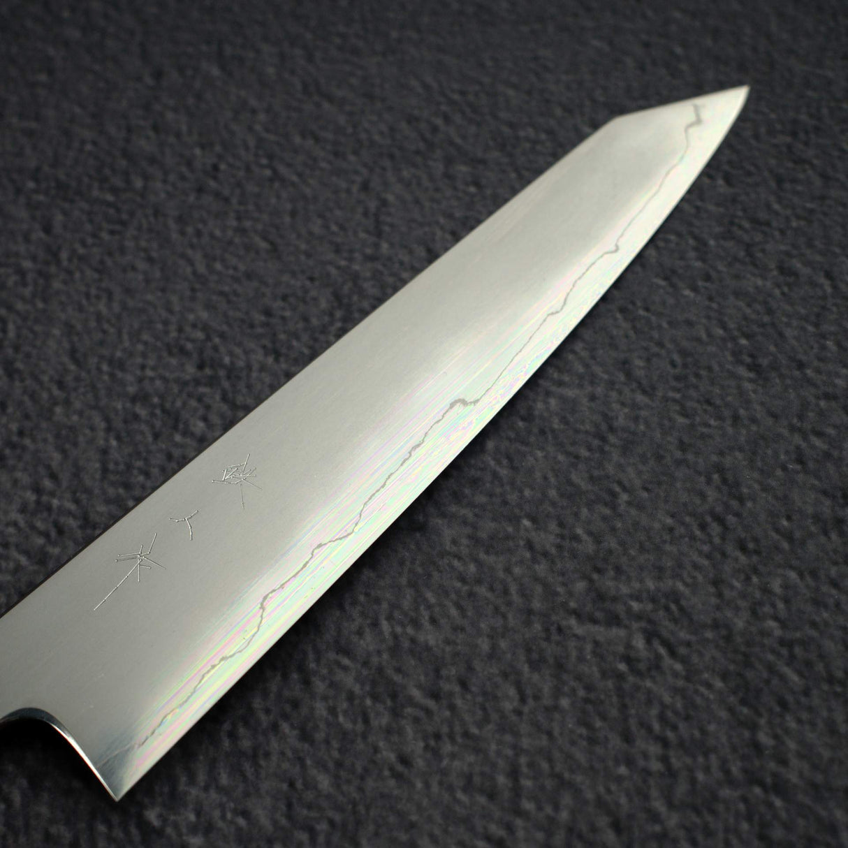 明神利器 銀三鋼 霞 切付 小刀 165mm 黑檀木柄
