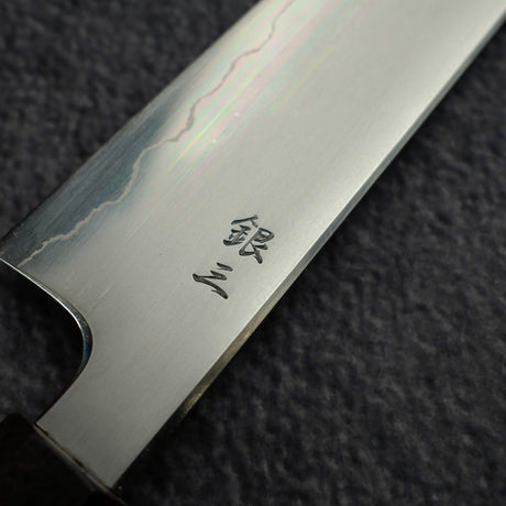 明神利器 銀三鋼 霞 切付 小刀 165mm 黑檀木柄
