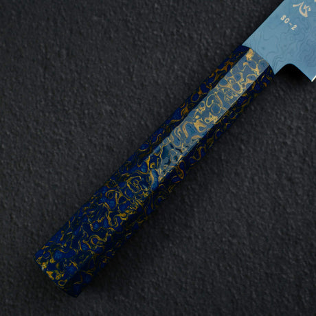 初心流冰SG2大馬士革藍色Petty 150mm，配有漆器手柄