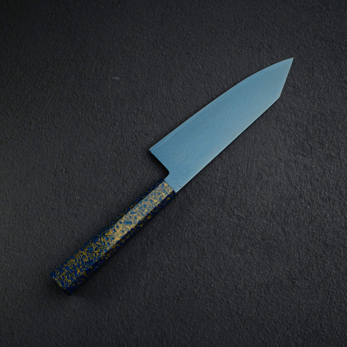 初心流冰SG2大馬士革藍色Bunka 180mm，配有漆器手柄