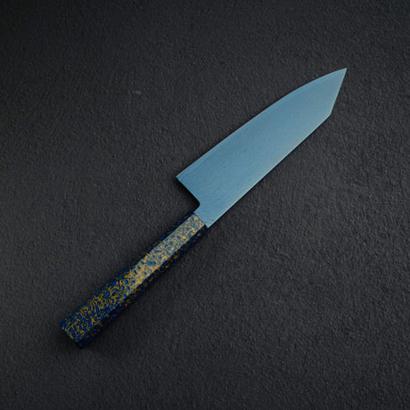 初心流冰SG2大馬士革藍色Bunka 180mm，配有漆器手柄