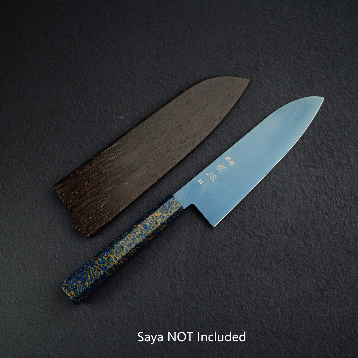 Hatsukokoro Ryuhyo SG2 Damascus Blue Santoku 180mm with Urushi handle