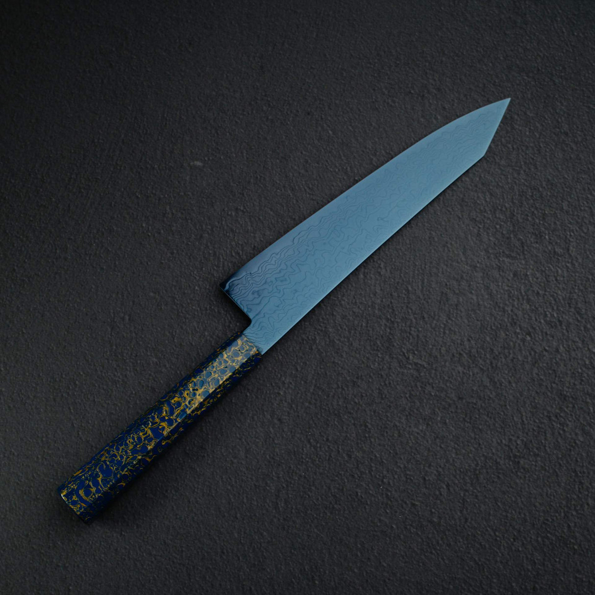 Hatsukokoro Ryuhyo SG2 Damascus Blue K-tip Gyuto 210mm with Urushi handle