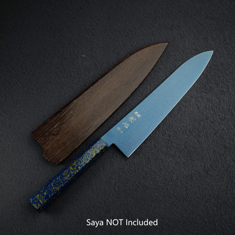 初心流冰SG2大馬士革藍色Gyuto 210mm漆器手柄，配有漆器手柄