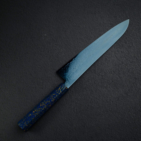初心流冰SG2大馬士革藍色Gyuto 240mm，配有漆器手柄