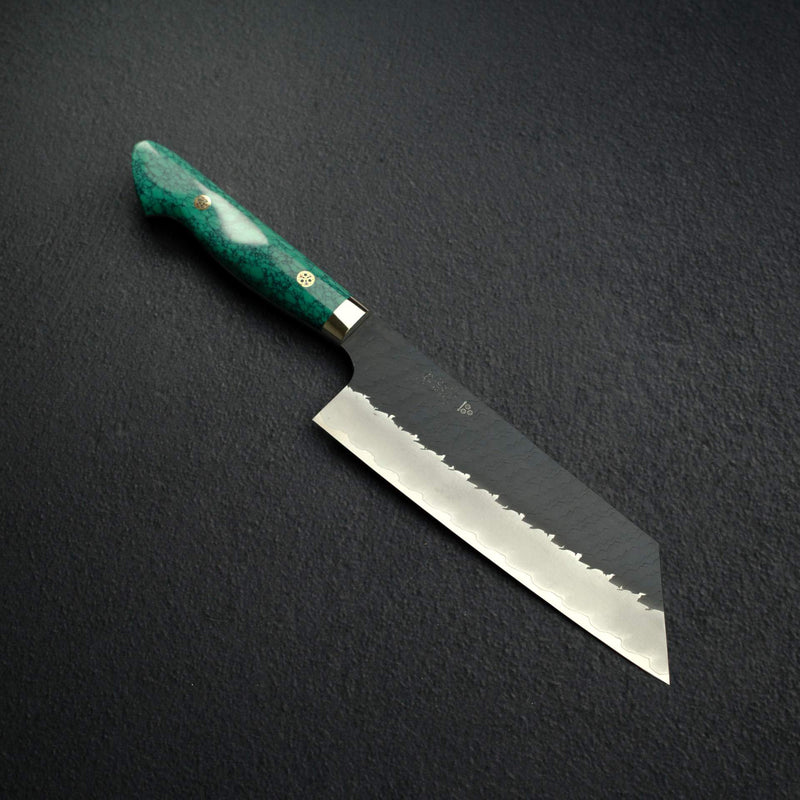 二唐 SG2 鎚目 切付 菜切刀 165mm 黑打 綠松石柄