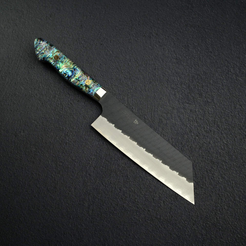 二唐 SG2 鎚目 切付 菜切刀 165mm 黑打 貝殼柄