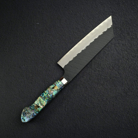 二唐 SG2 鎚目 切付 菜切刀 165mm 黑打 貝殼柄