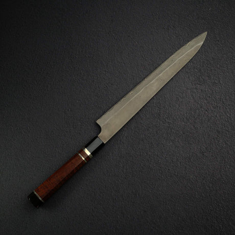 Nigara 銀三鋼 黑染大馬士革 筋引 300mm 三層隔片花梨瘤柄 附刀鞘