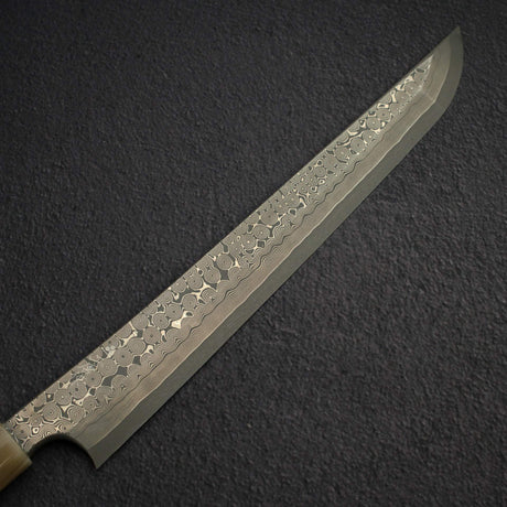 二唐刃物 初心 銀三鋼 大馬士革 先丸 蛸引 300 mm 心形刀柄