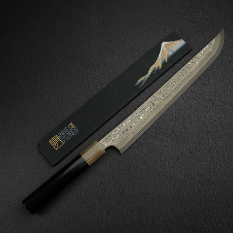 二唐刃物 初心 銀三鋼 大馬士革 先丸 蛸引 300 mm 心形刀柄