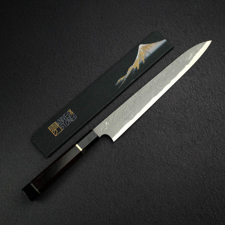 二唐 安門 青鋼二號「捻」扭紋大馬士革柳刃 270mm