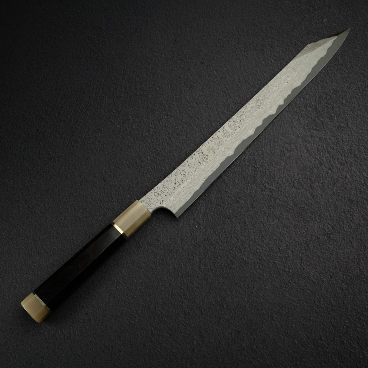 Nigara Anmon Kurozome Blue 2 Damascus Kiritsuke Yanagiba 330mm