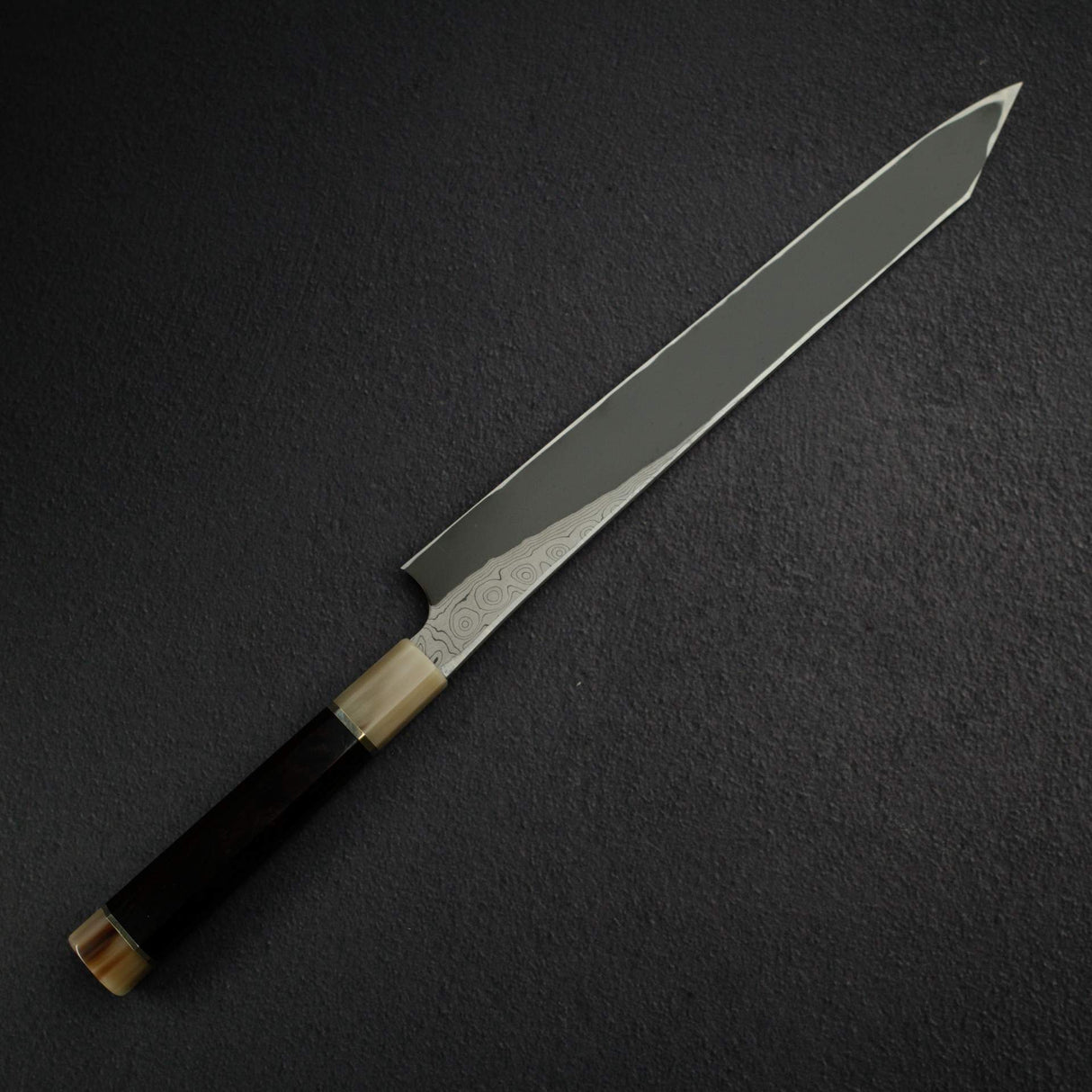 Nigara Anmon Kurozome Blue 2 Damascus Kiritsuke Yanagiba 330mm