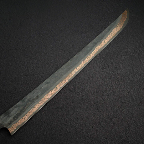 初心 x 二唐 Yorokobi SLD 鋼 大馬士革 筋引 450mm 花梨瘤 三層隔片柄 稀有款