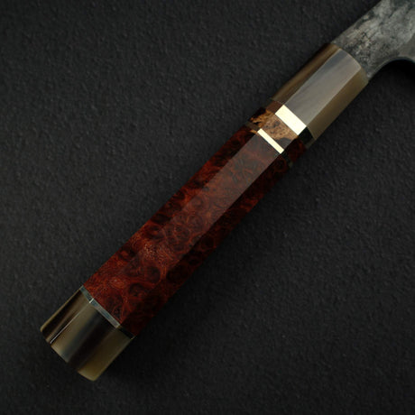 初心 x 二唐 Yorokobi SLD 鋼 大馬士革 筋引 450mm 花梨瘤 三層隔片柄 稀有款