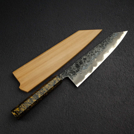 Kisuke x Xinguo Blue 1 槌目 K 型尖端牛刀 210mm，附刀鞘與漆塗握柄